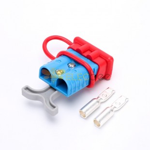 600V 120Amp Blue Housing 2 Way Battery Power Cable Connector Grey T-Bar Handle Red Dustproof Cover