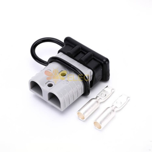 Connecteur de câble d\'alimentation de batterie à 2 voies avec boîtier gris 600V 120Amp avec couvercle anti-poussière noir