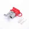 600V 120Amp Grey Housing 2 Way Battery Power Cable Connector Grey T-Bar Handle Red Dustproof Cover