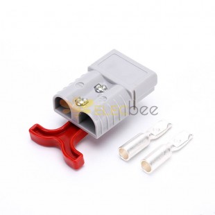 600V 120Amp Grey Housing 2 Way Battery Power Cable Connector with Red Plastic T-Bar Handle