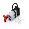 600V 120Amp Grey Housing 2 Way Battery Power Cable Connector Red T-Bar Handle Black Dustproof Cover