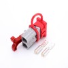 600V 120Amp Grey Housing 2 Way Battery Power Cable Connector Red T-Bar Handle and Dustproof Cover