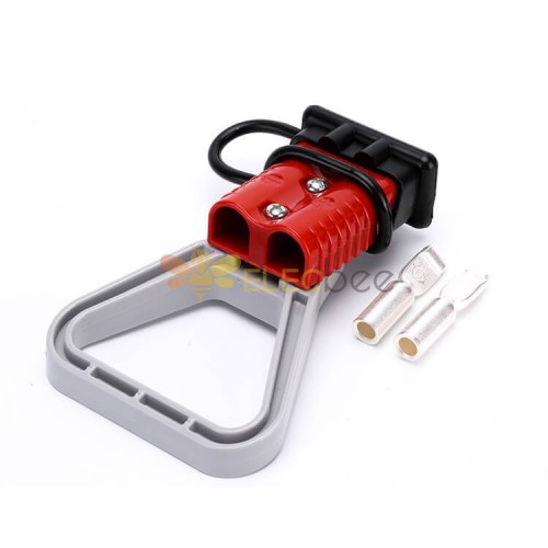 600V 175Amp Red Housing 2 Way Battery Power Cable Connector Grey Triangle Handle Black Dustproof Cover