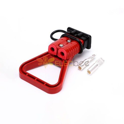 600V 175Amp Red Housing 2 Way Battery Power Cable Connector Red Triangle Handle Black Dustproof Cover