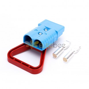 600V 350Amp Boîtier bleu Connecteur de câble d'alimentation de batterie à 2 voies avec poignée triangulaire rouge en plastique
