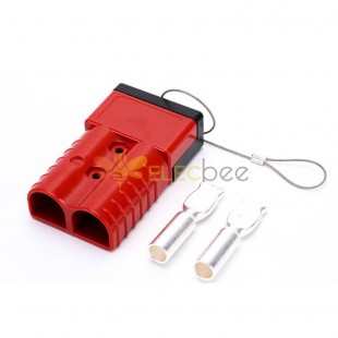 Connecteur de câble d'alimentation de batterie à 2 voies avec boîtier rouge 600V 350Amp avec couvercle de protection interne en plastique noir