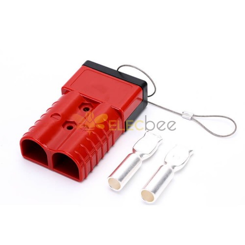 Connecteur de câble d\'alimentation de batterie à 2 voies avec boîtier rouge 600V 350Amp avec couvercle de protection interne en plastique noir