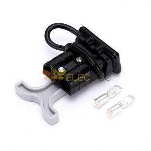 600V 50Amp Black Housing 2 Way Battery Power Cable Connector Grey T-Bar Handle and Black Dustproof Cover