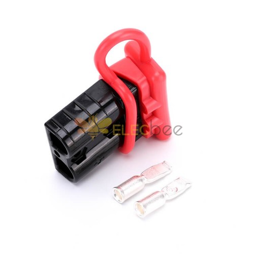 600V 50Amp Black Housing 2 Way Battery Power Cable Connector with Red Dustproof Cover