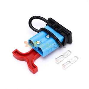 600V 50Amp boîtier bleu connecteur de câble d'alimentation de batterie 2 voies poignée en T rouge et couvercle anti-poussière noir