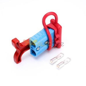 600V 50Amp Blue Housing 2 Way Battery Power Cable Connector Red T-Bar Handle and Red Dustproof Cover
