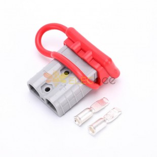 600V 50Amp Grey Housing 2 Way Battery Power Cable Connector with Red Dustproof Cover
