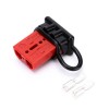 Conector de cable de alimentación de batería de 2 vías con carcasa roja de 600V 50Amp con cubierta negra a prueba de polvo