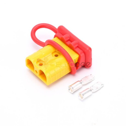 600V 50Amp Yellow Housing 2 Way Battery Power Cable Connector with Red Dustproof Cover