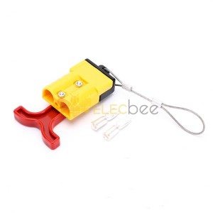 600V 50Amp Yellow Housing 2 Way Battery Power Cable Connector with T-Bar Handle and Protective
