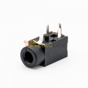 DC Power Connectors Right Angle Through Hole Solder Lug Unshiled Female Jack Black Plastic 5mm*2.5mm
