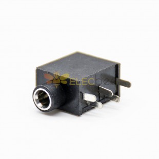 DC Power Socket Conector plástico através de buraco solder Lug Black Right Angle Feminino Jack Unshiled