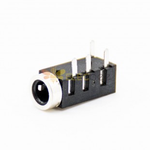 DC Power Supply Female Jack Through Hole Solder Lug Black Unshiled Right Angle Connector
