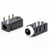 DC Power Supply Female Jack Through Hole Solder Lug Black Unshiled Right Angle Connector