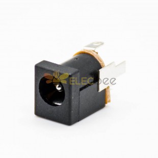 DC Socket Unshiled Black Plastic Male Jack Through Hole Solder Lug 180° DC Power Connector