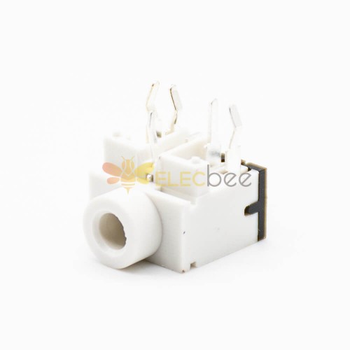 Power Connector Socket Solder Lug Through Hole Plastic White Unshiled Right Angle DC Female Jack