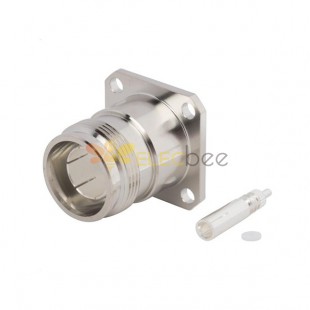 4.3/10 Connector Straight Jack for .141" Semi-Rigid 4-Hole Flange