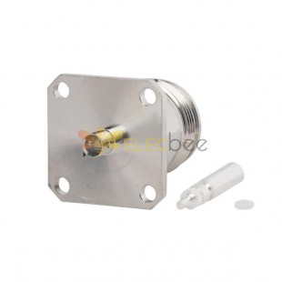 4.3/10 Connector Straight Jack for .141" Semi-Rigid 4-Hole Flange