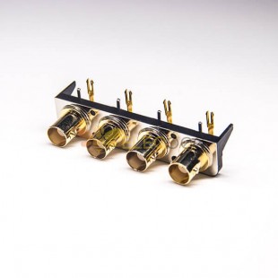 20 peças 4 furos conector BNC fêmea tipo DIP montagem PCB banhado a ouro 90 graus