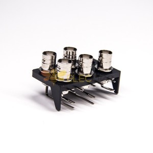 20pcs 5 trous connecteurs BNC femelle à 90 degrés trou traversant pour montage sur circuit imprimé