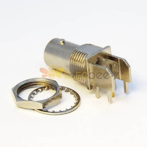 75 Ohm BNC Bulkhead Connector Female Right Angle for PCB Mount 5.7mm Through Hole