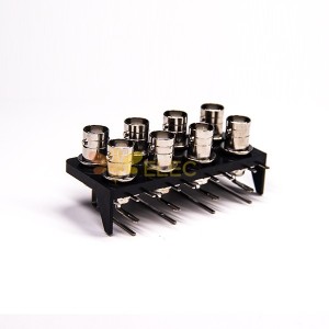 PCB Montaj için Delik Üzerinden Açılı 8 Delikli Kadın BNC Konnektör