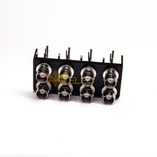 20 peças Conector BNC fêmea de 8 furos em ângulo através do orifício para montagem de PCB
