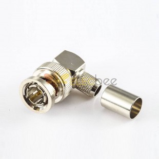 BNC Connector Male Right Angle 75Ω Cable Mount Crimp For 13 Cable