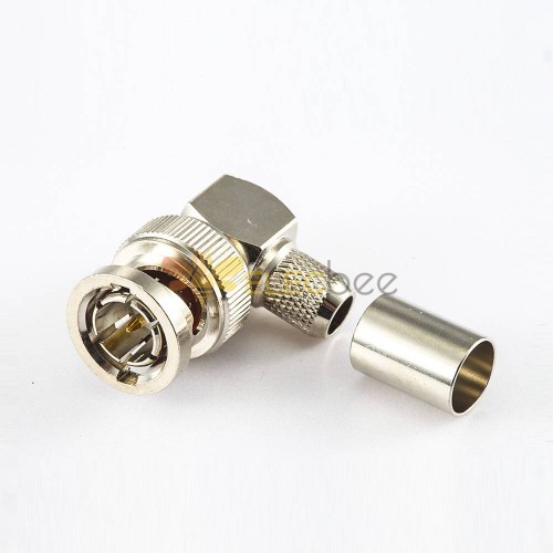 BNC Connector Male Right Angle 75Ω Cable Mount Crimp For 13 Cable