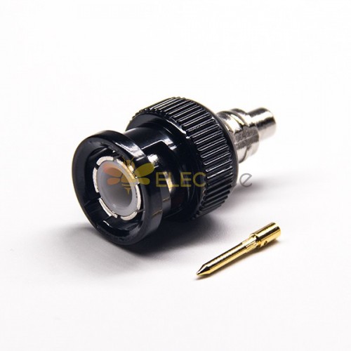 BNC Antenna Connector Straight Male Solder Type with Black Electrophoresis 50 Ohm