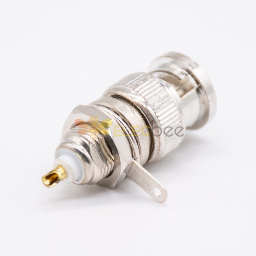 BNC Bulkhead Plug Connector Straight Solder Type for Coaxial Connector 75 Ohm