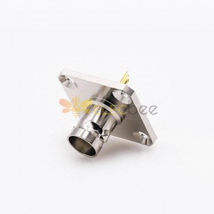 BNC Chassis Mount Female Straight 4 Hole Flange Connector Solder For Cable 50 Ohm
