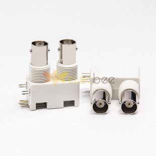 20pcs BNC Connector Double Jack Angled for PCB 50 Ohm