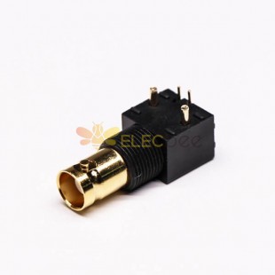 BNC Connector Female 90 Degree Gold Plated Black for PCB 50 Ohm