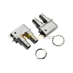 BNC Connector for CCTV Cameras Angled Dual Female PCB Mount