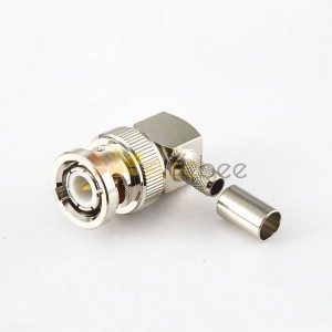 BNC Connector Male Right Angle Cable Mount Crimp For RG58/RG142