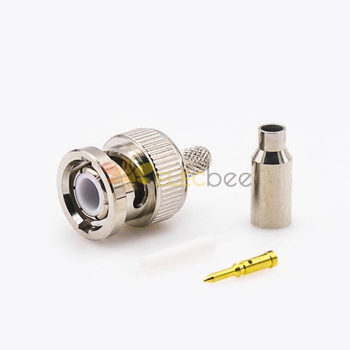 BNC Connector Male Straight Cable Mount Crimp For SYV-50-2-2
