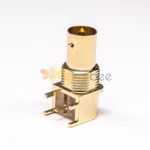BNC Connector Panel Mount Female Right Angled Bulkhead DIP Type for PCB Mount 75Ohm