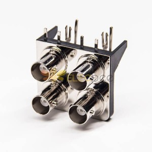 BNC Connector Socket 2x2 Angled Coaxial PCB Mount