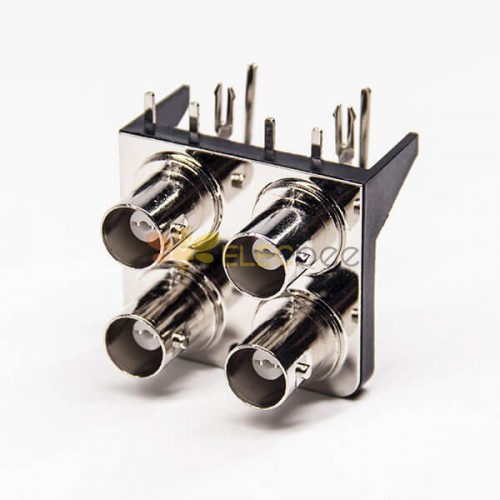 BNC Connector Socket 2x2 Angled Coaxial PCB Mount 50 Ohm
