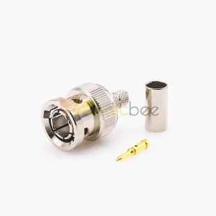 BNC Crimp Connector Male Straight Cable Mount For RG58/RG142