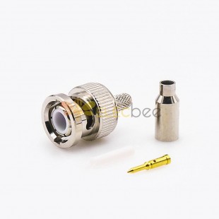 BNC Crimp Plug Connector Male Straight Cable Mount For SYV-50-2-2 50 Ohm