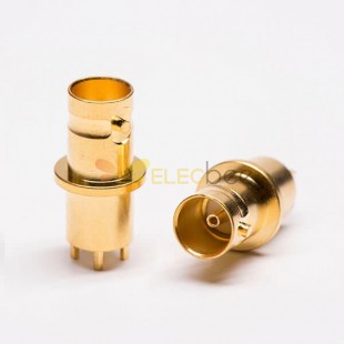 20pcs BNC Famale Connector Panel Mount Gold Plated Straight Through Hole 50 Ohm