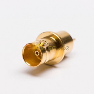BNC Famale Connector Panel Mount Gold Plated Straight Through Hole 50 Ohm