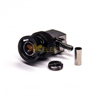 BNC Male Connector Right Angled Crimp for Cable 50 Ohm